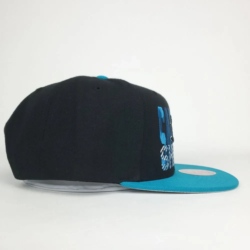 San Jose Sharks Mitchell & Ness‎ NHL Snapback Hat Cap 3D Logo Black Teal NWT